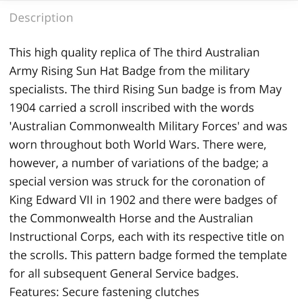 Rising Sun 3rd Edition – ADF Memorabilia