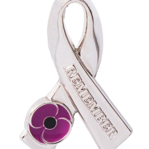 3D Silver Ribbon with Purple Poppy Limited Edition Lapel Pin
